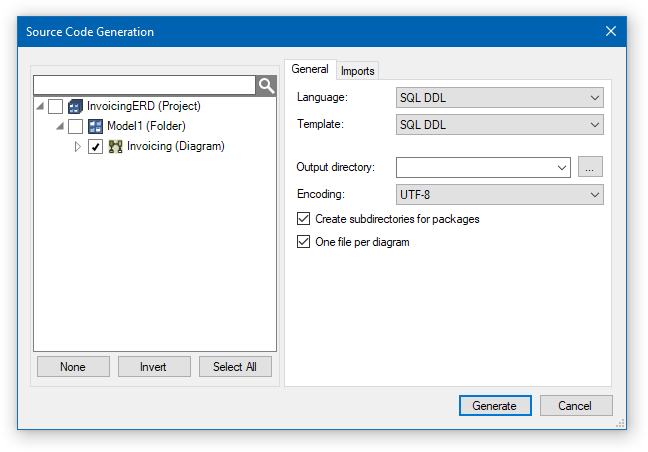 SQL Script Generation Dialog