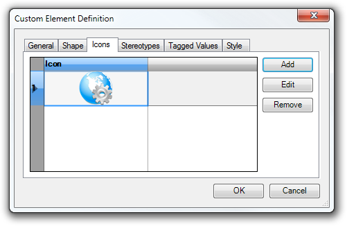 Custom Element Definition - Icons Tab
