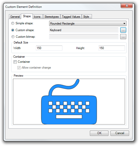 Custom Element Definition - Shape Tab