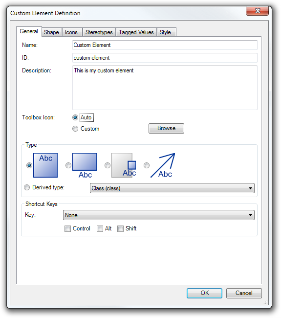 Custom Element Definition - General Tab