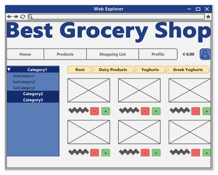 Grocery E-shop Wireframe