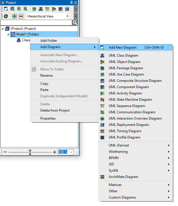 Create a diagram in a specific folder