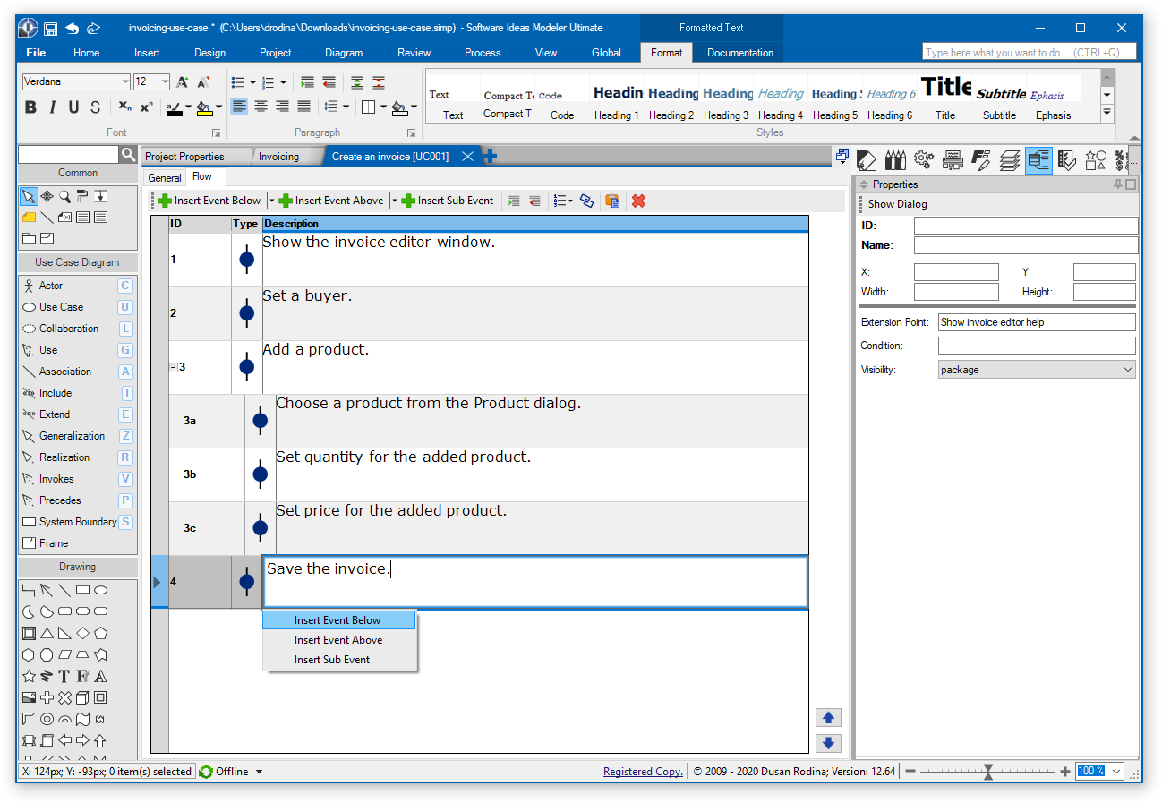 Use Case Event Flow Editor