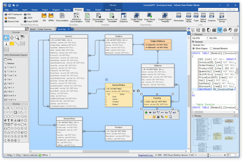 ERD tool - Entity-Relationship Editor window