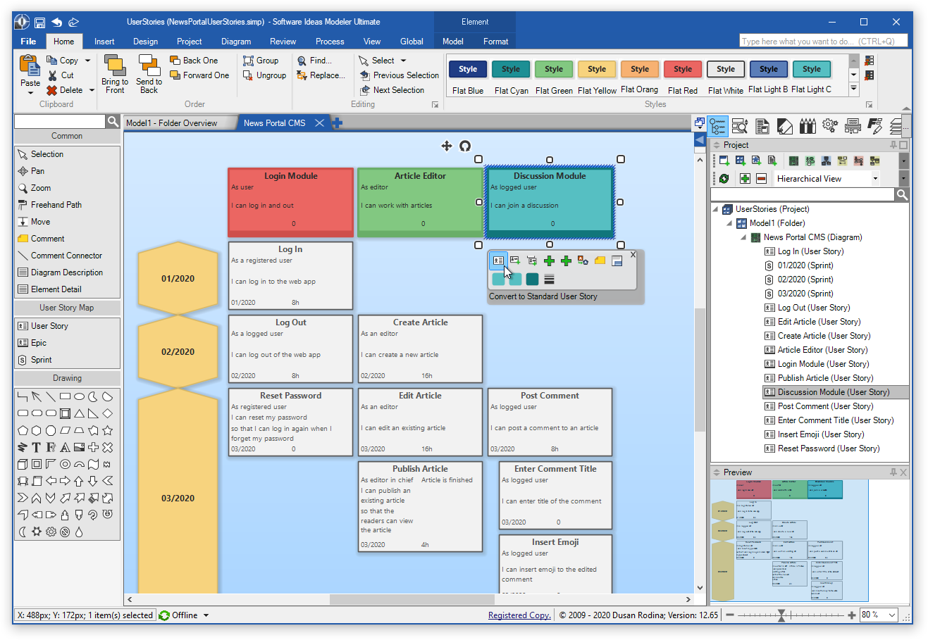 User Stories Editor - Software Ideas Modeler 12.65