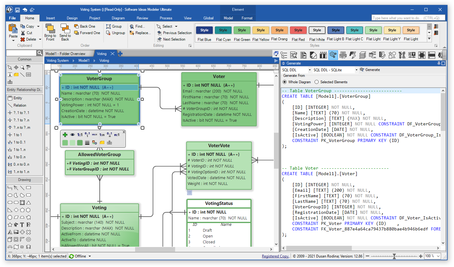 SQLite Script Generation for ERD Diagram - Software Ideas Modeler 12.86