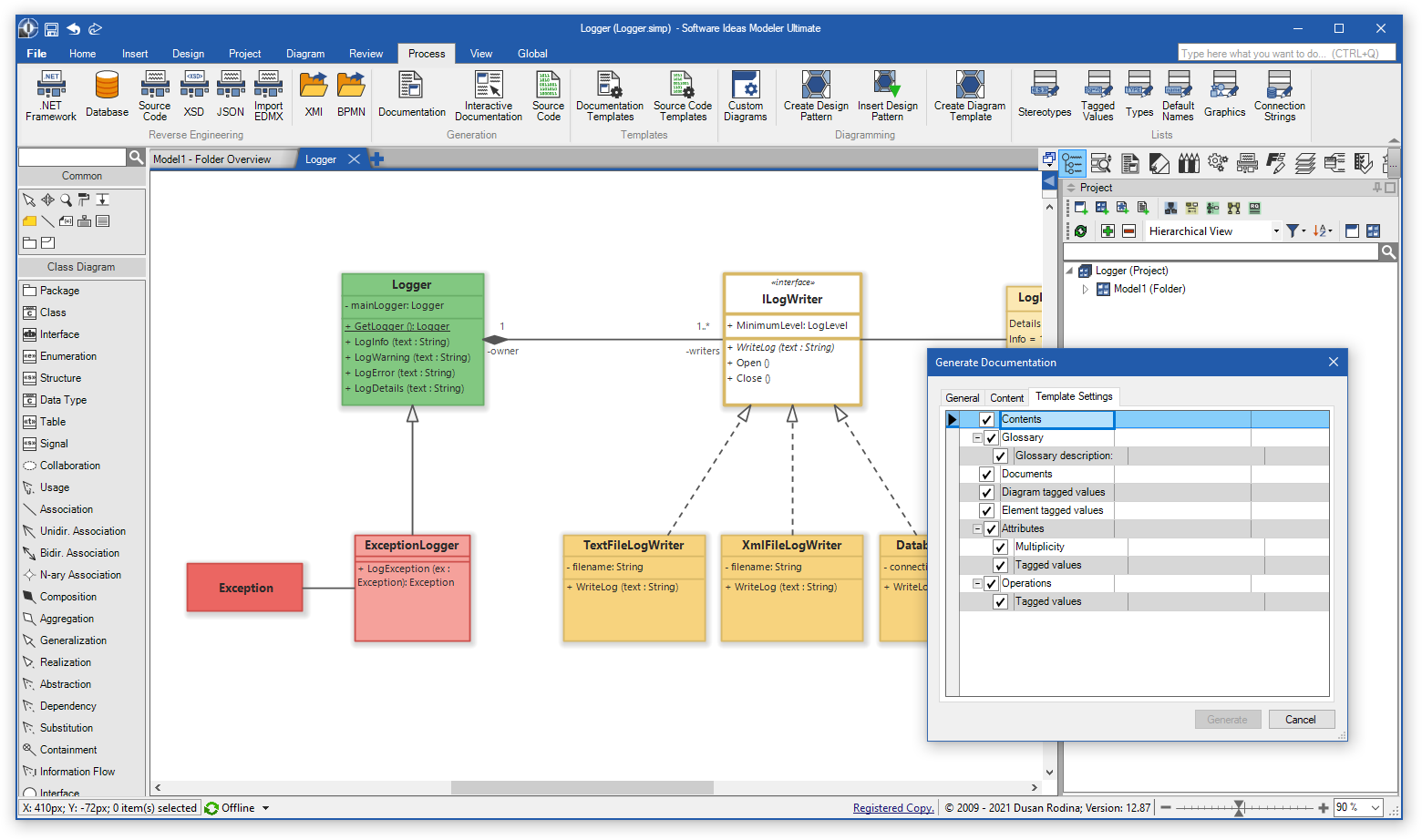 Documentation Generation Options - Software Ideas Modeler 12.87