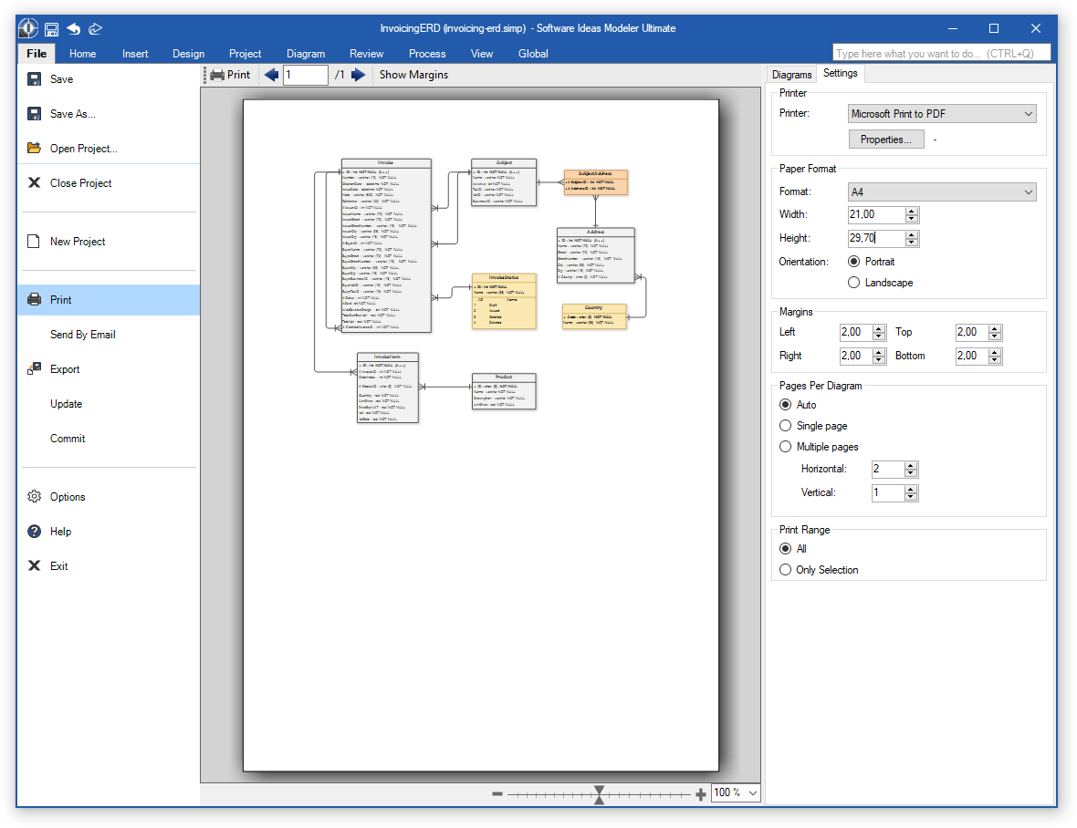 Enhanced Printing Options - Software Ideas Modeler 12.91