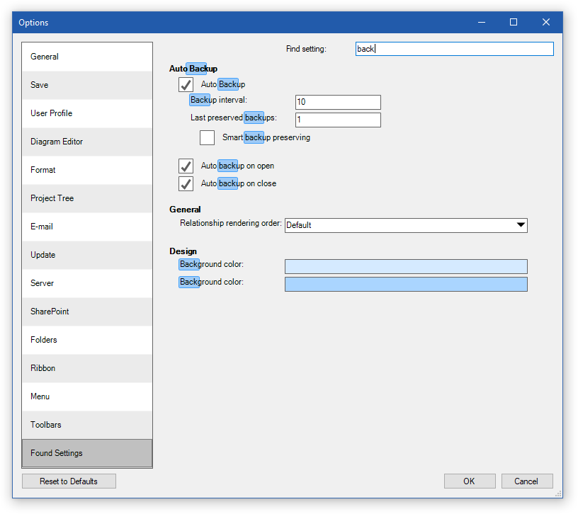 New Settings with Search Support