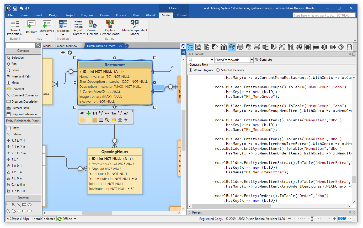 Software Ideas Modeler 13.20 - Entity Framework code generation