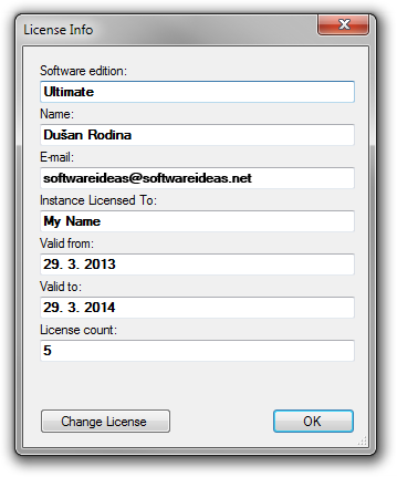 Check License - License Info Dialog