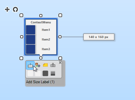 Adding a size label using the context bar