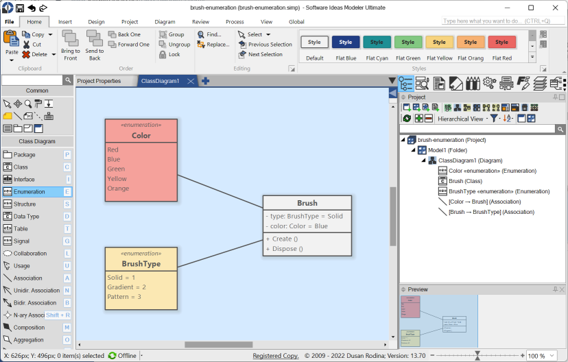 Enumeration in Diagram Editor