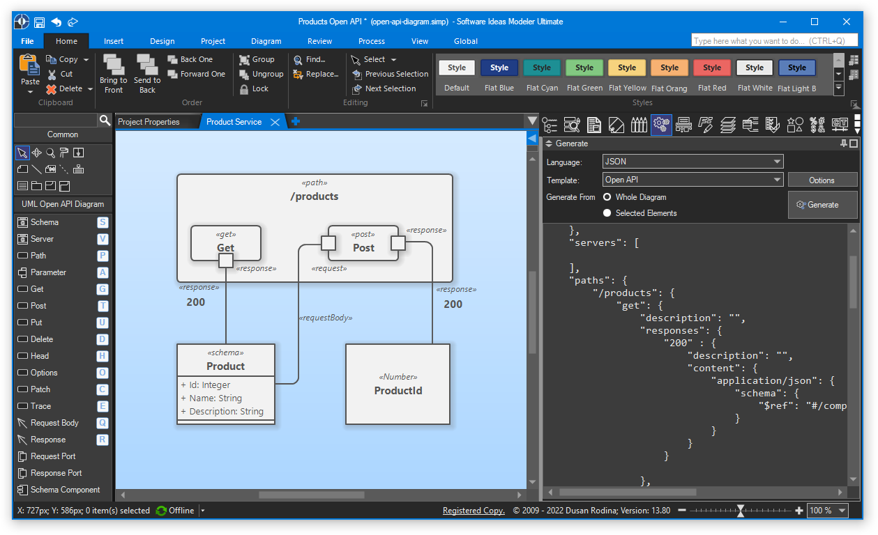 Software Ideas Modeler 13.80 - Open API Diagram