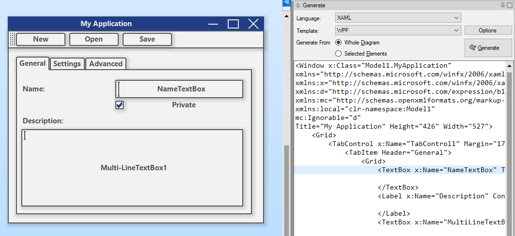 User Interface Diagram to WPF XAML