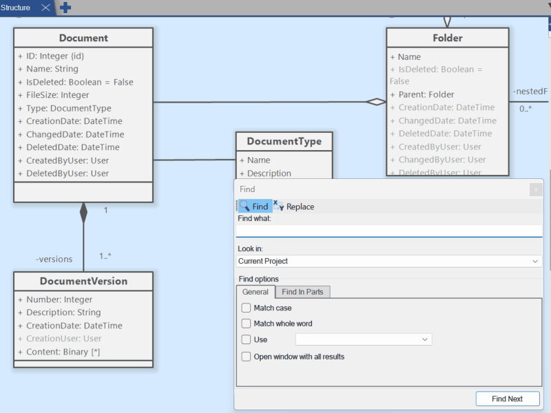 Search in diagram