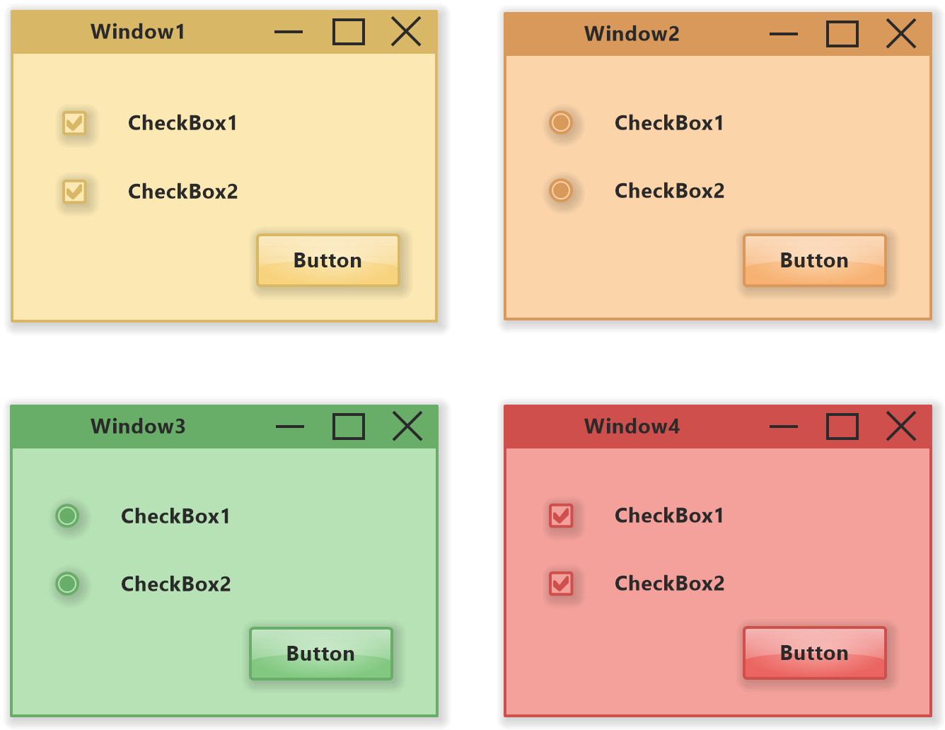 Various looks and feels of the wireframes