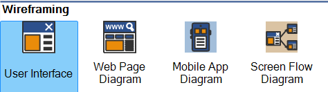 Wireframing options - User Interface Diagram, Web Page Diagram, etc.