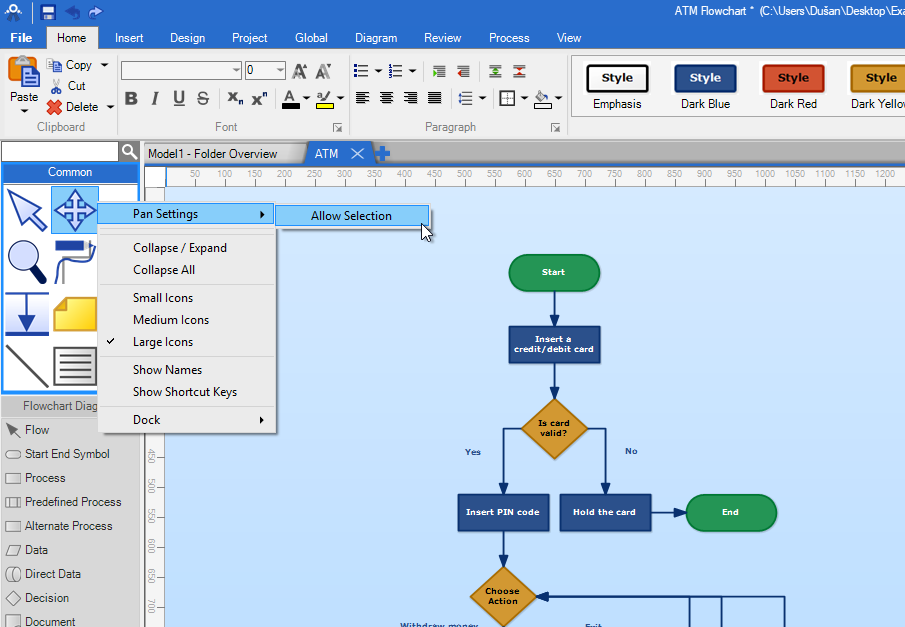 New Pan Setting in Software Ideas Modeler 11.89