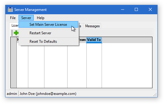 Software Ideas Server Management - Set Server License