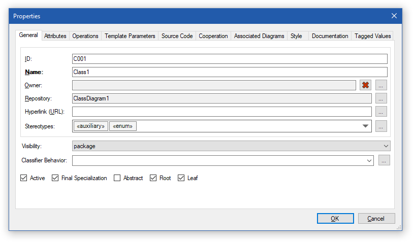 Software Ideas Modeler 12 - Element Properties Editor