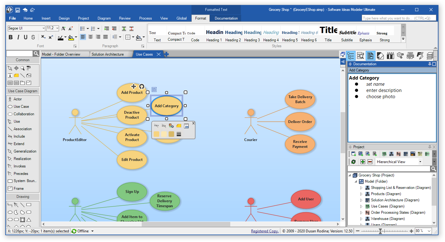 UML Use Case Diagram Editor