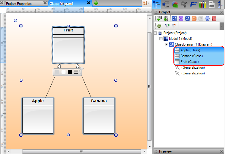 Selection Project Tree