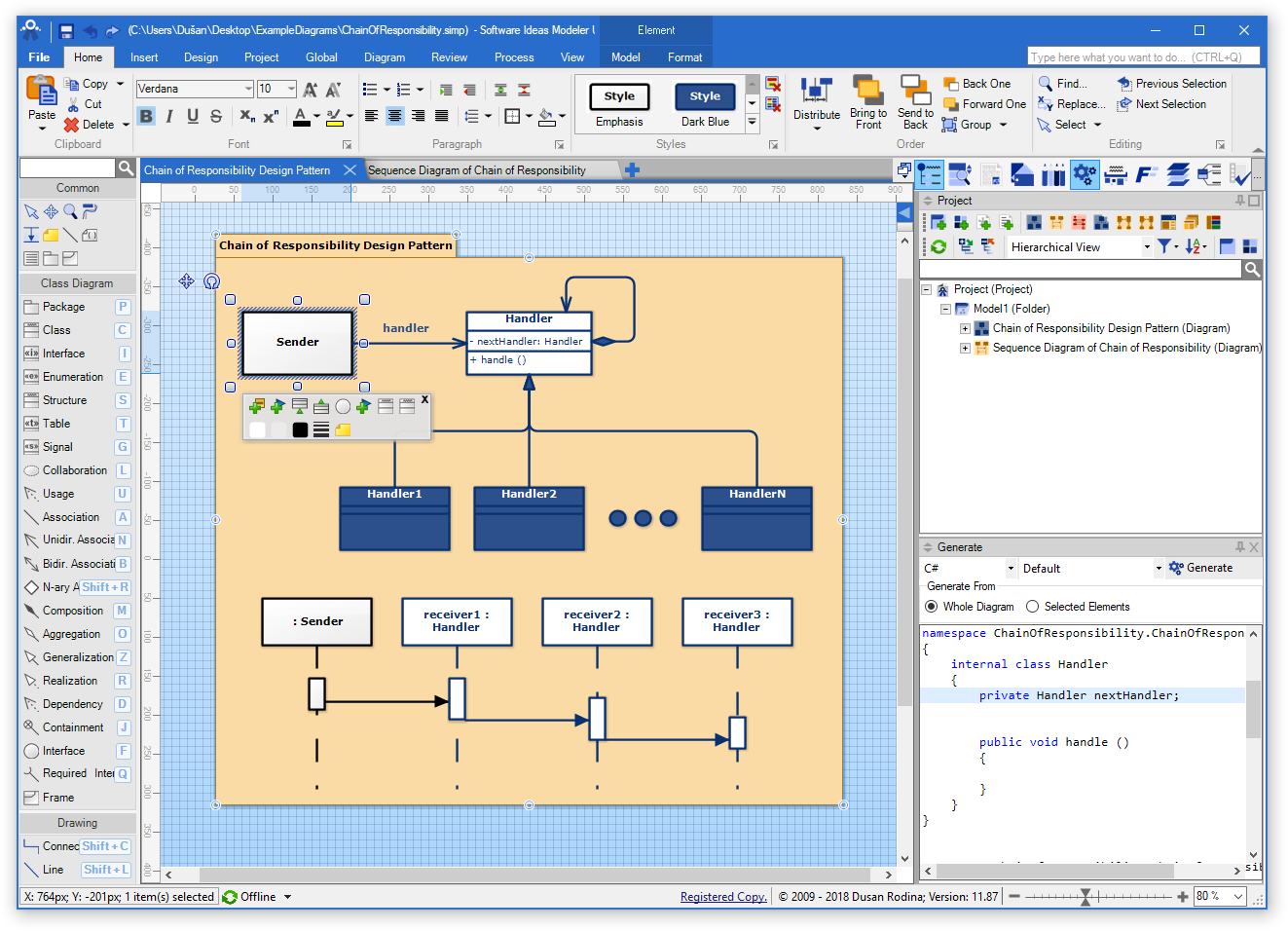 UML tool - main window