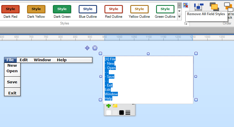 Improved rulers, Remove all field styles, UI Menu hierarchy editing