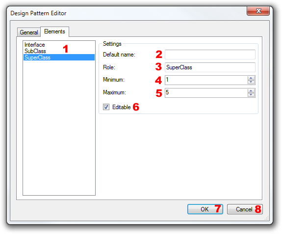 Design Pattern Editor - ElementsTab