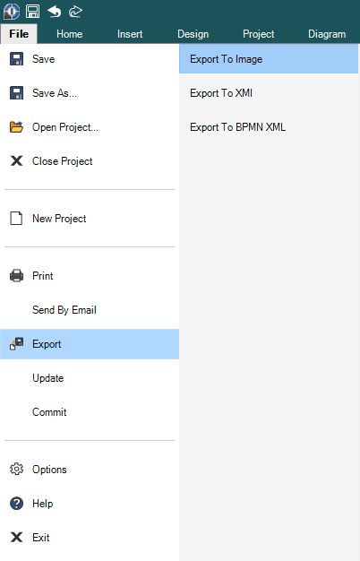 How to start the batch export using the menu
